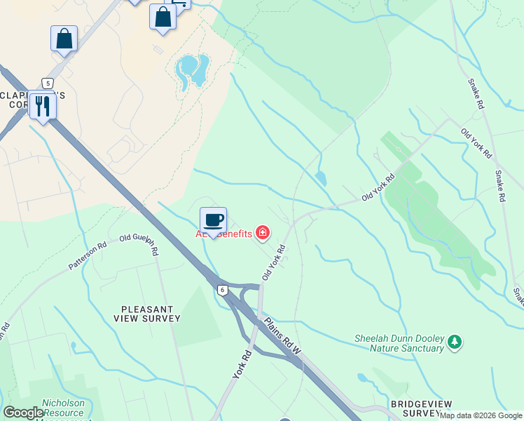 map of restaurants, bars, coffee shops, grocery stores, and more near 751 Old York Road in Burlington