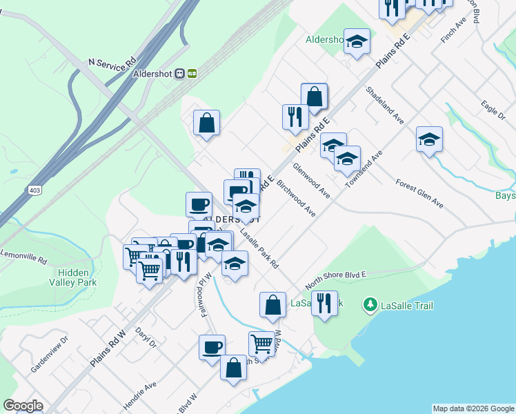 map of restaurants, bars, coffee shops, grocery stores, and more near in Burlington