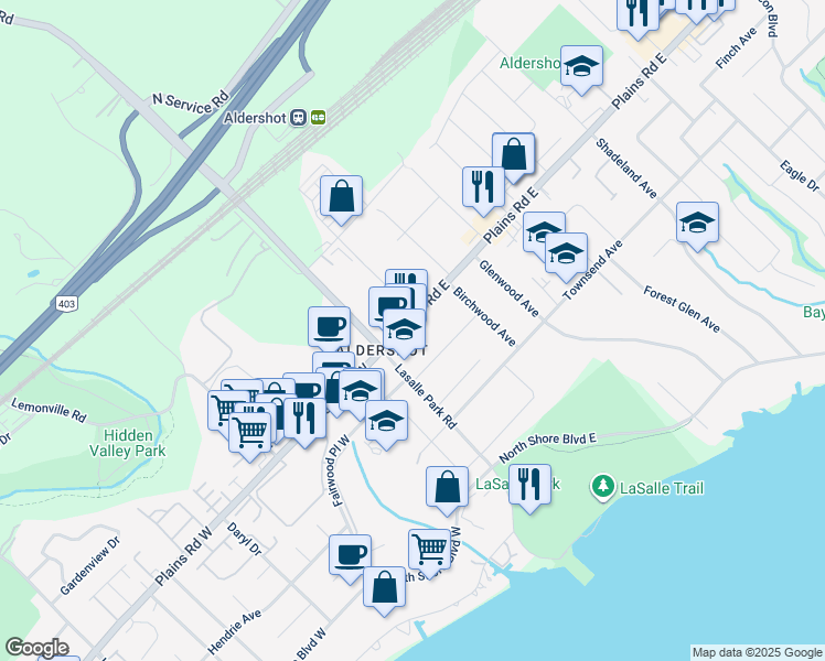 map of restaurants, bars, coffee shops, grocery stores, and more near in Burlington