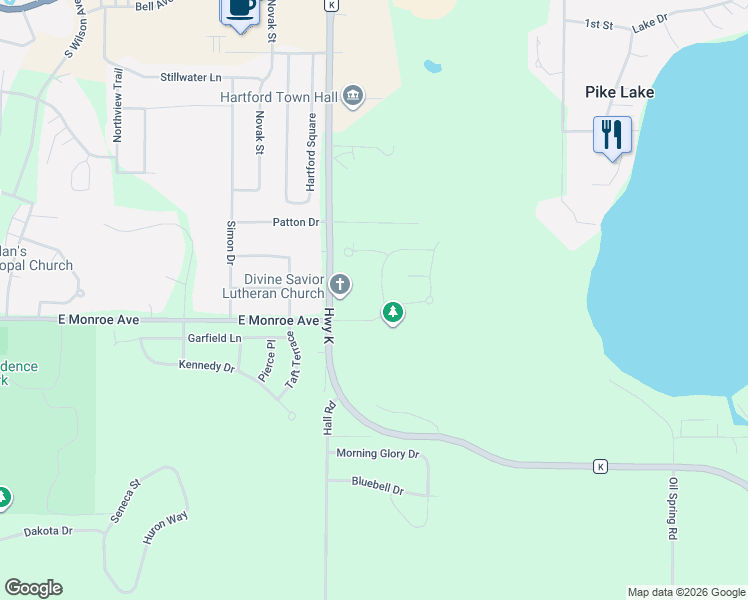 map of restaurants, bars, coffee shops, grocery stores, and more near 771 Autumn Ridge Lane in Hartford