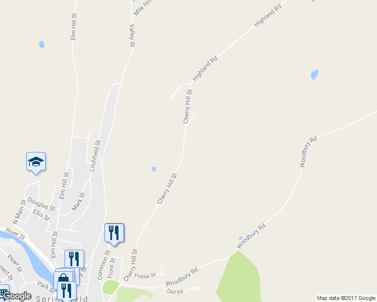 map of restaurants, bars, coffee shops, grocery stores, and more near 189 Highland Road in Springfield