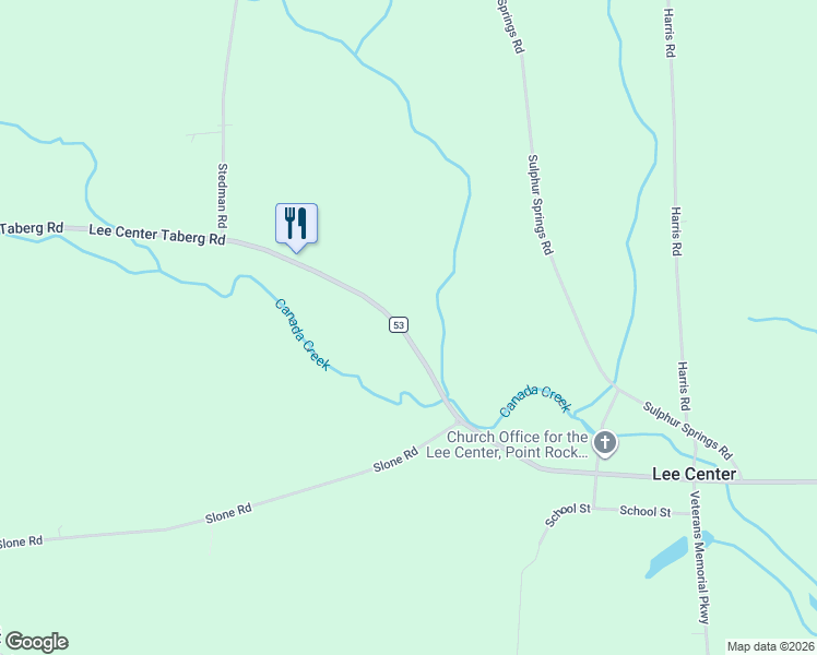 map of restaurants, bars, coffee shops, grocery stores, and more near 5395 Lee Center Taberg Road in Lee Center