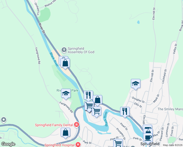 map of restaurants, bars, coffee shops, grocery stores, and more near 59 Summit Avenue in Springfield