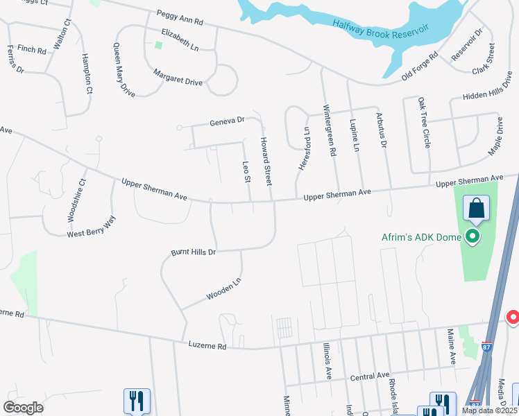 map of restaurants, bars, coffee shops, grocery stores, and more near 482 Upper Sherman Avenue in West Glens Falls