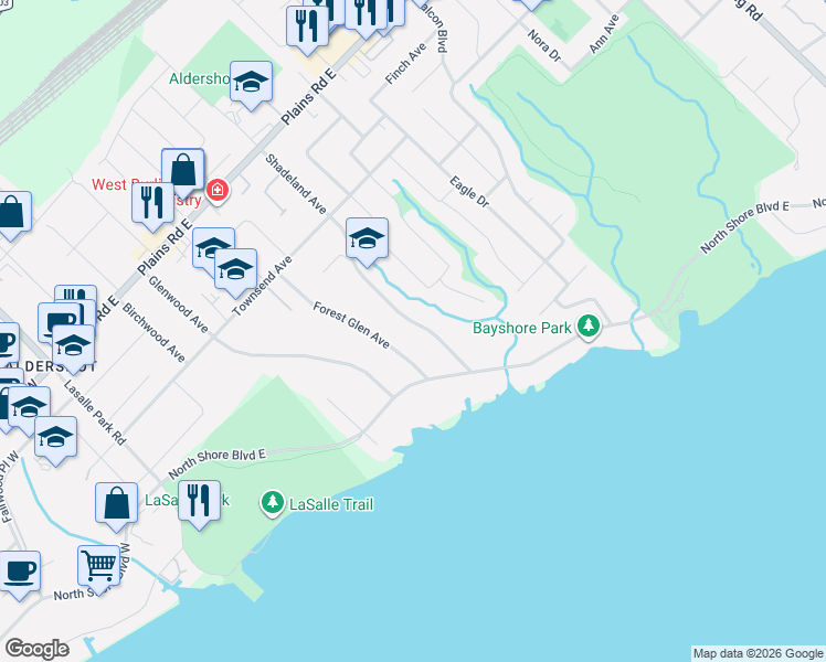 map of restaurants, bars, coffee shops, grocery stores, and more near 816 Shadeland Avenue in Burlington