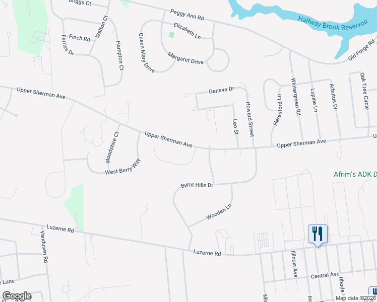 map of restaurants, bars, coffee shops, grocery stores, and more near 6 Smoke Ridge Road in Queensbury