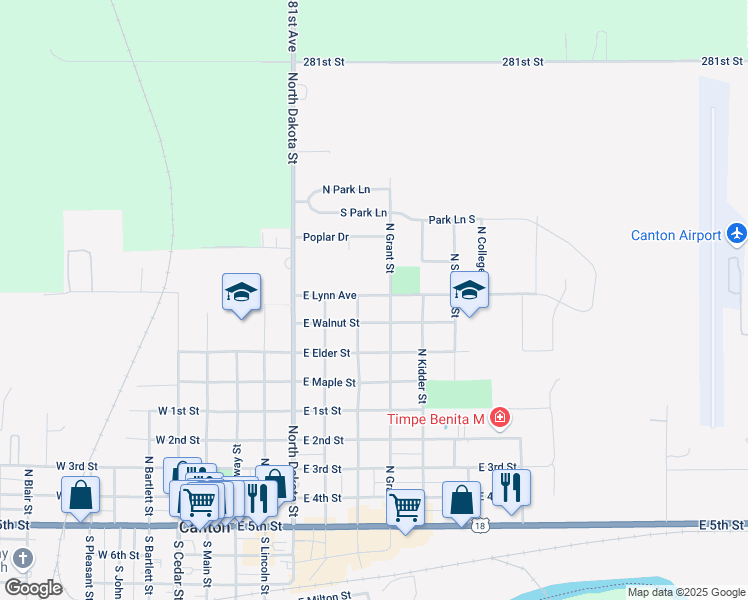 map of restaurants, bars, coffee shops, grocery stores, and more near 605 East Lynn Avenue in Canton