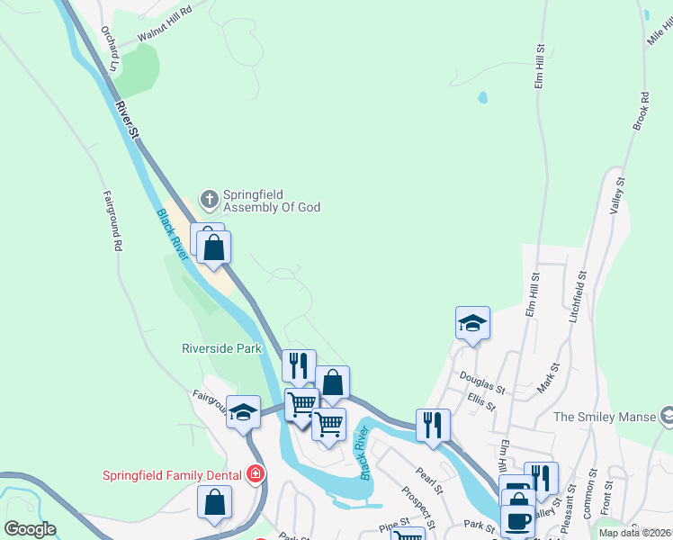 map of restaurants, bars, coffee shops, grocery stores, and more near 59 Summit Avenue in Springfield