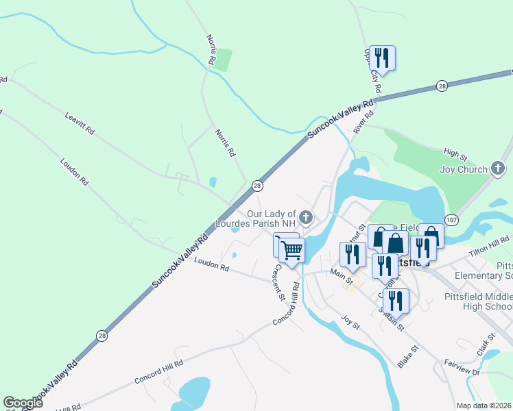 map of restaurants, bars, coffee shops, grocery stores, and more near 5 Leavitt Road in Pittsfield