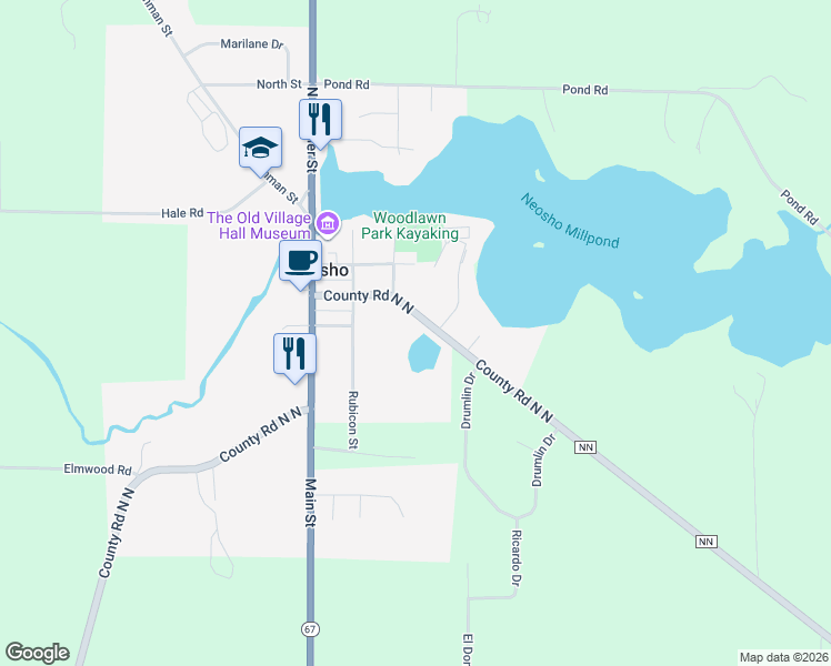 map of restaurants, bars, coffee shops, grocery stores, and more near 323 East Lehman Street in Neosho