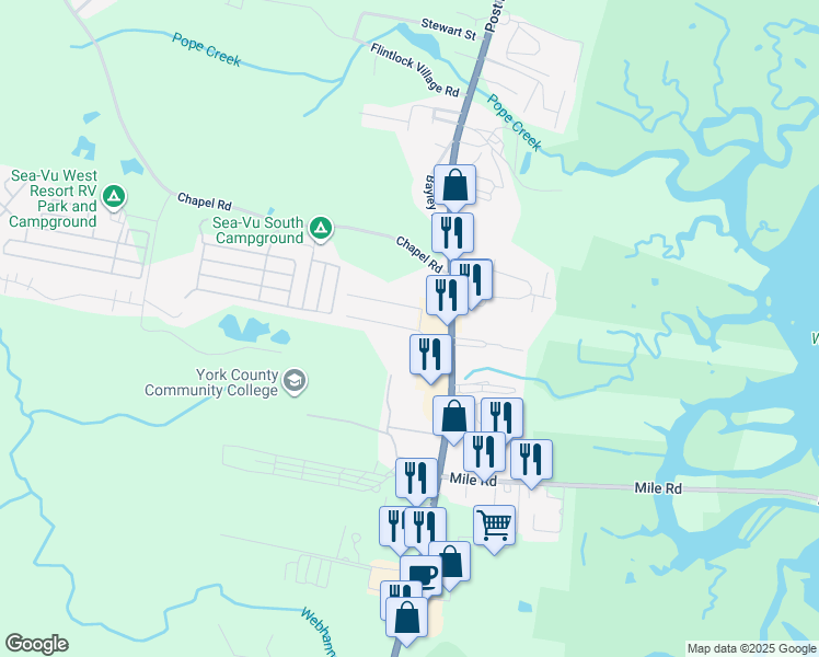 map of restaurants, bars, coffee shops, grocery stores, and more near 60 Rest View Lane in Wells