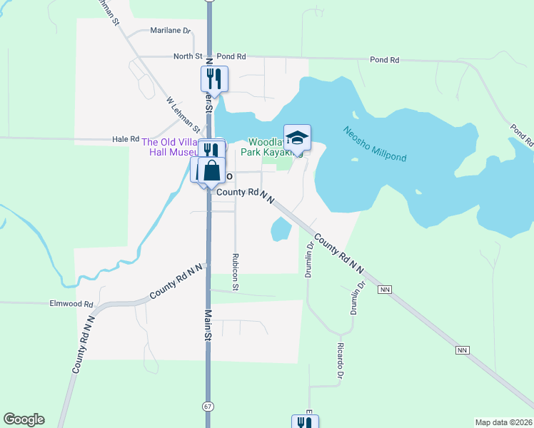 map of restaurants, bars, coffee shops, grocery stores, and more near 323 East Lehman Street in Neosho