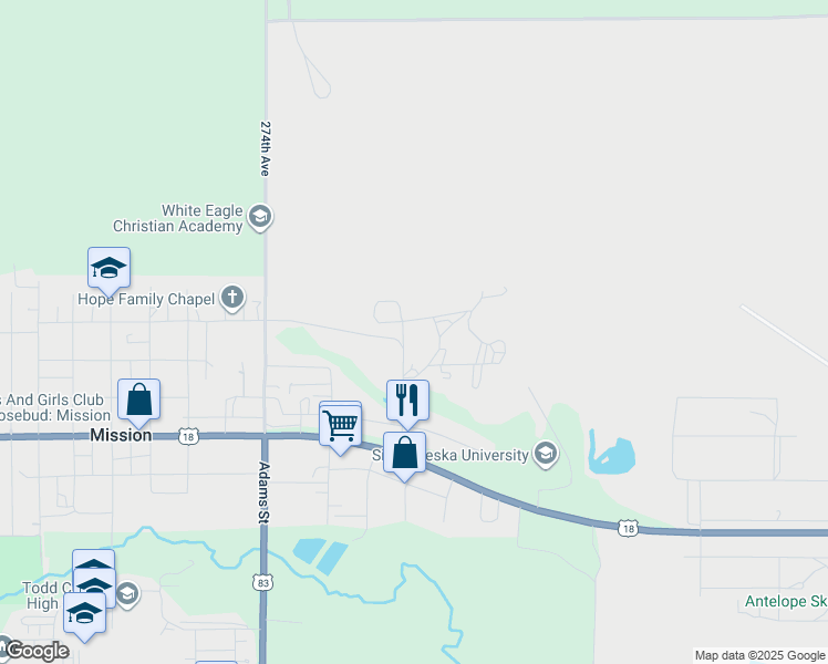 map of restaurants, bars, coffee shops, grocery stores, and more near 349 North Hillside Drive in Mission