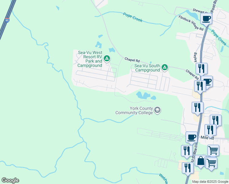 map of restaurants, bars, coffee shops, grocery stores, and more near 91 College Drive in Wells