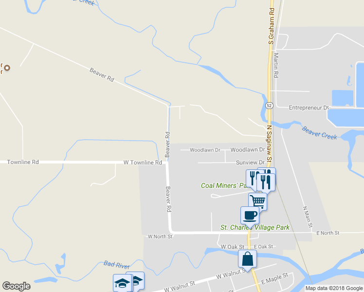 map of restaurants, bars, coffee shops, grocery stores, and more near 240 Woodlawn Drive in Saint Charles