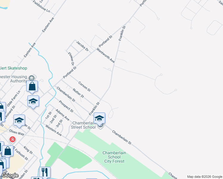 map of restaurants, bars, coffee shops, grocery stores, and more near 105 Franklin Street in Rochester