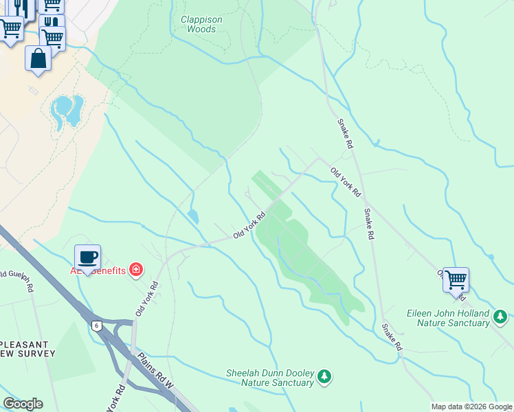 map of restaurants, bars, coffee shops, grocery stores, and more near 597 Old York Road in Burlington