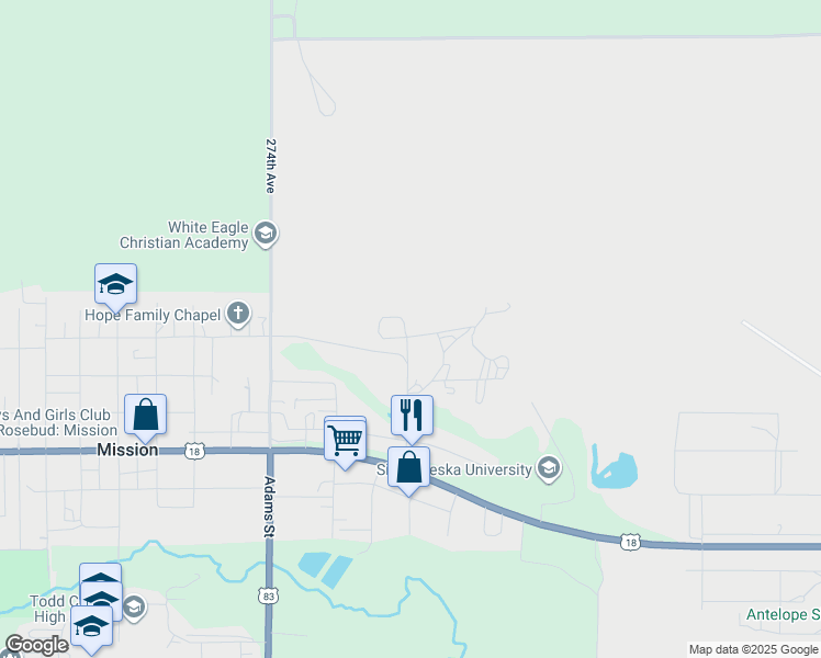 map of restaurants, bars, coffee shops, grocery stores, and more near 349 North Hillside Drive in Mission