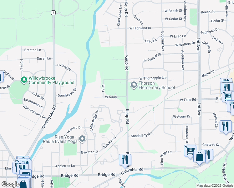 map of restaurants, bars, coffee shops, grocery stores, and more near N92W5316 Alpine Drive in Cedarburg