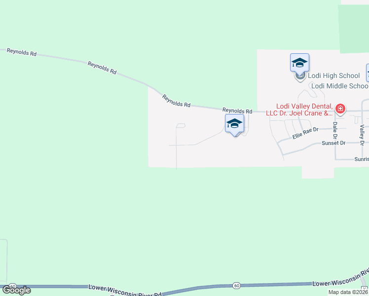 map of restaurants, bars, coffee shops, grocery stores, and more near Reynolds Road in Lodi