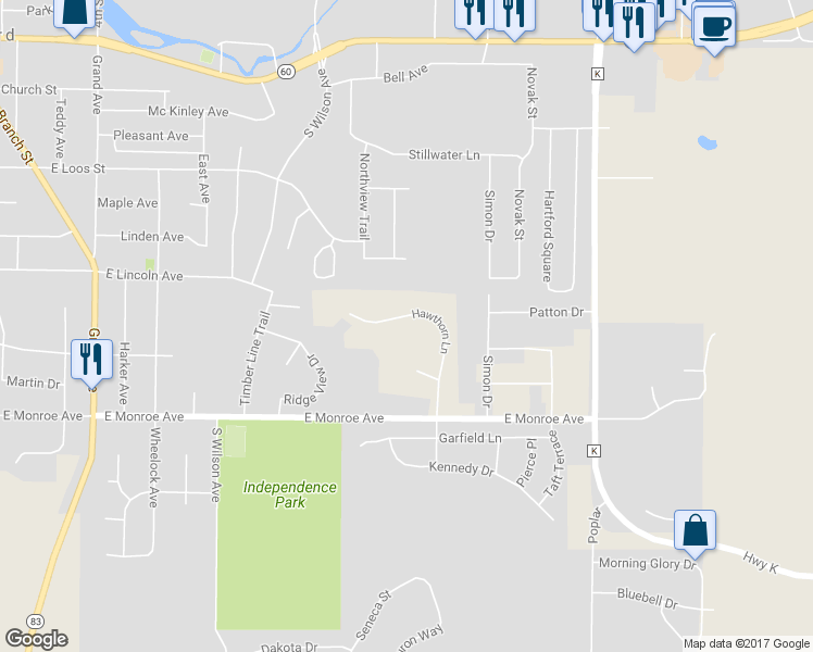 map of restaurants, bars, coffee shops, grocery stores, and more near 6543 Hawthorne Lane in Hartford