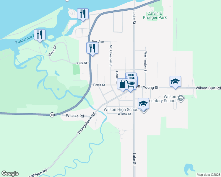 map of restaurants, bars, coffee shops, grocery stores, and more near 311 Mc Chesney Street in Wilson
