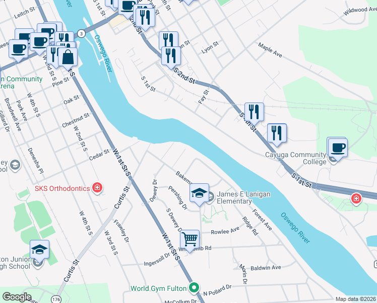 map of restaurants, bars, coffee shops, grocery stores, and more near 4 Sheridan Street in Fulton