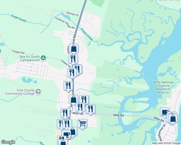 map of restaurants, bars, coffee shops, grocery stores, and more near 7 Tidal Court in Wells
