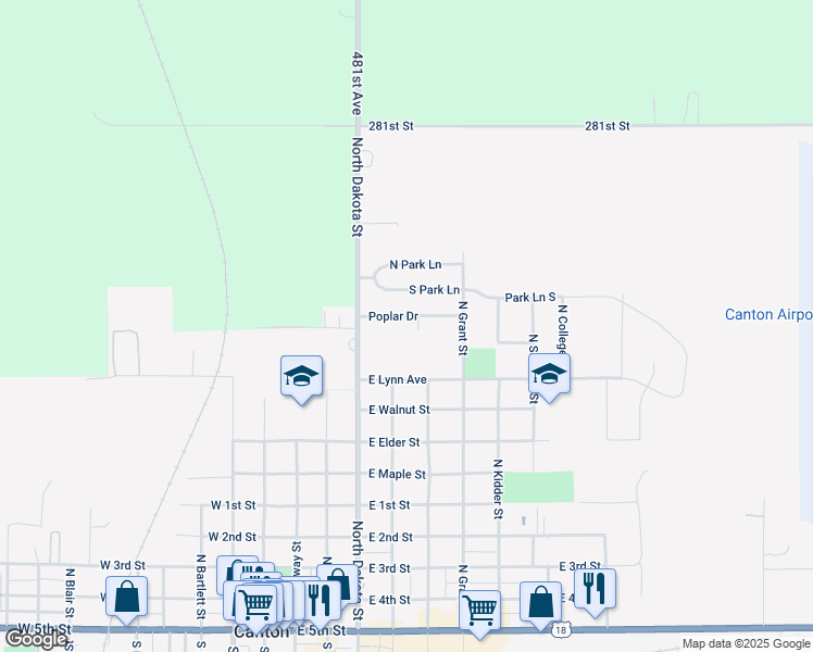 map of restaurants, bars, coffee shops, grocery stores, and more near 603 Poplar Drive in Canton