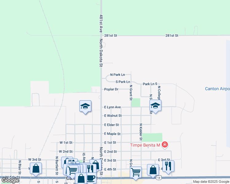 map of restaurants, bars, coffee shops, grocery stores, and more near 603 Poplar Drive in Canton