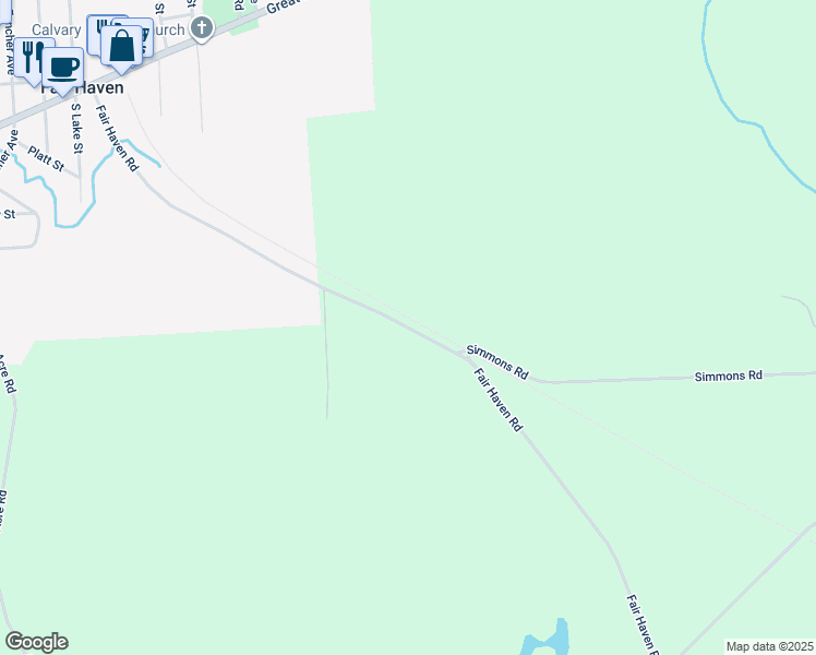 map of restaurants, bars, coffee shops, grocery stores, and more near Fair Haven Road in Cayuga County