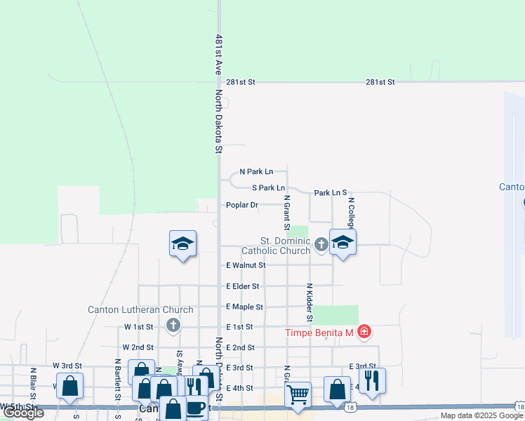 map of restaurants, bars, coffee shops, grocery stores, and more near 603 Poplar Drive in Canton