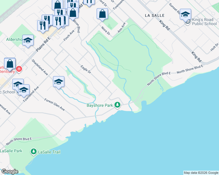map of restaurants, bars, coffee shops, grocery stores, and more near 348 Cardinal Avenue in Burlington