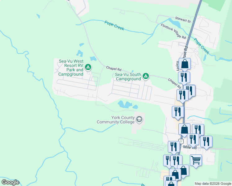 map of restaurants, bars, coffee shops, grocery stores, and more near 90 College Drive in Wells