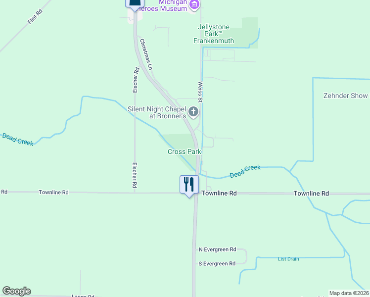 map of restaurants, bars, coffee shops, grocery stores, and more near 7000 Weiss Street in Frankenmuth