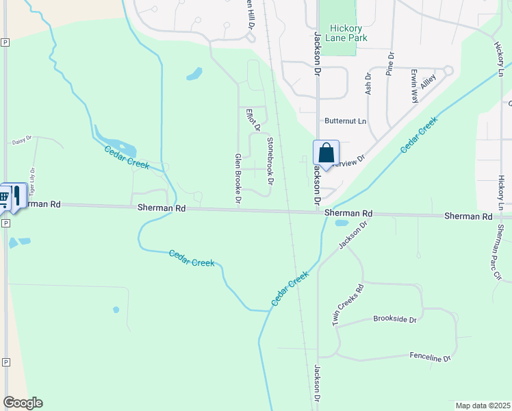map of restaurants, bars, coffee shops, grocery stores, and more near W206N16028 Stonebrook Drive in Jackson