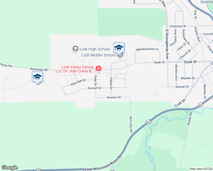 map of restaurants, bars, coffee shops, grocery stores, and more near 611 Sunset Drive in Lodi