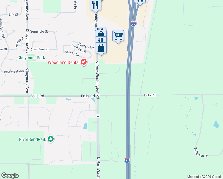 map of restaurants, bars, coffee shops, grocery stores, and more near 912 Port Washington Road in Grafton