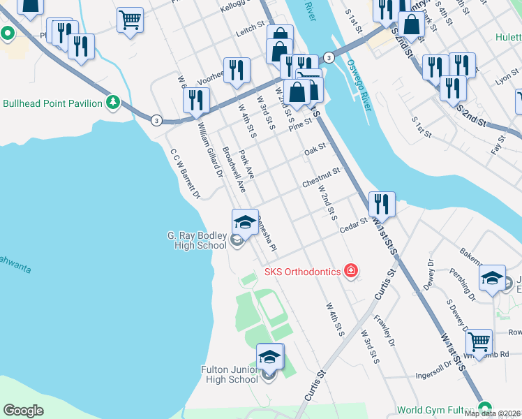 map of restaurants, bars, coffee shops, grocery stores, and more near 417 Chestnut Street in Fulton