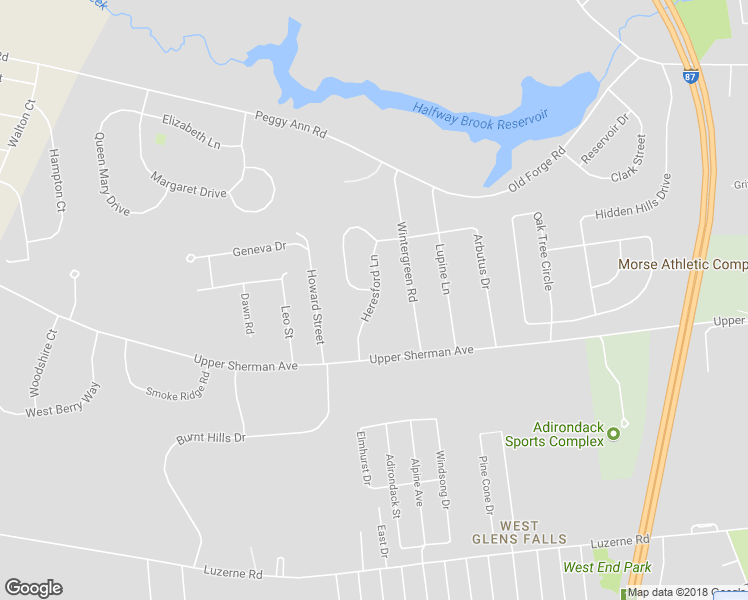 map of restaurants, bars, coffee shops, grocery stores, and more near 8 Heresford Lane in West Glens Falls