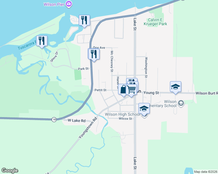 map of restaurants, bars, coffee shops, grocery stores, and more near 311 Mc Chesney Street in Wilson
