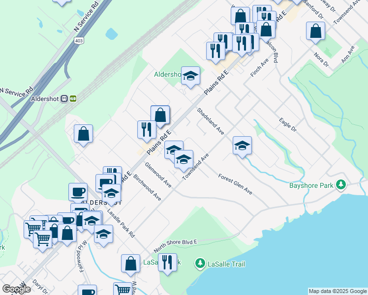 map of restaurants, bars, coffee shops, grocery stores, and more near 953 Filman Place in Burlington