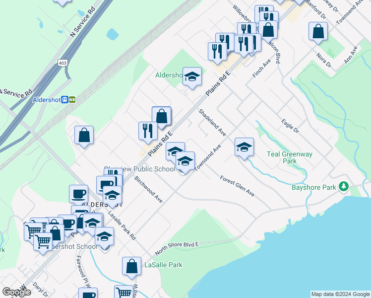 map of restaurants, bars, coffee shops, grocery stores, and more near 953 Filman Place in Burlington