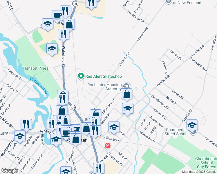 map of restaurants, bars, coffee shops, grocery stores, and more near 3 Springfield Estates in Rochester