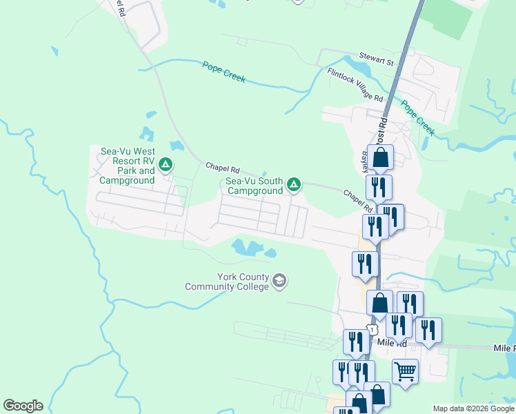map of restaurants, bars, coffee shops, grocery stores, and more near 382 Chapel Road in Wells