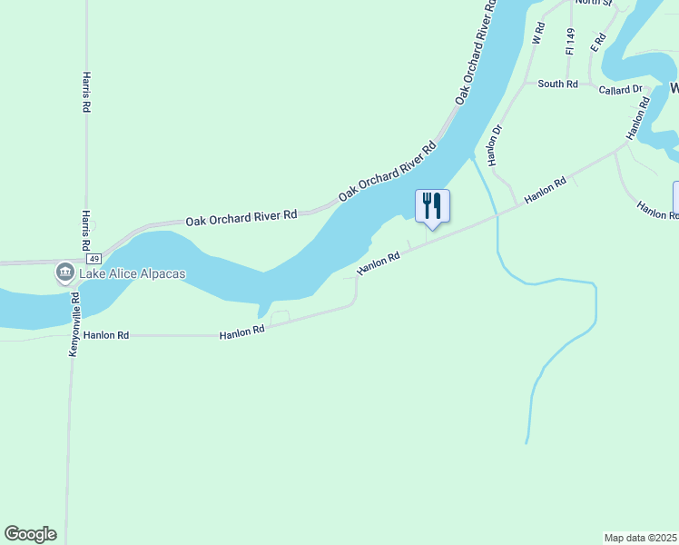 map of restaurants, bars, coffee shops, grocery stores, and more near 13187 Hanlon Road in Albion