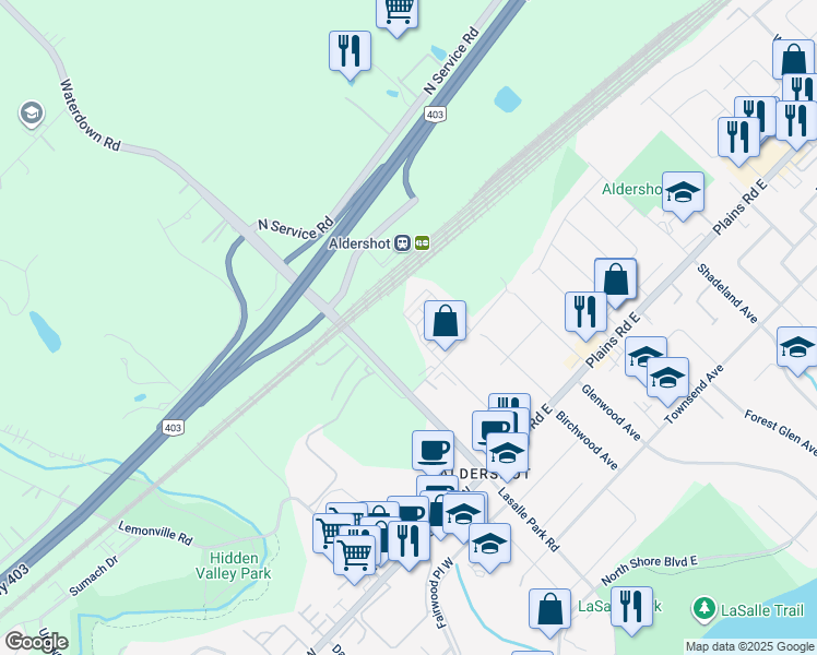 map of restaurants, bars, coffee shops, grocery stores, and more near in Burlington