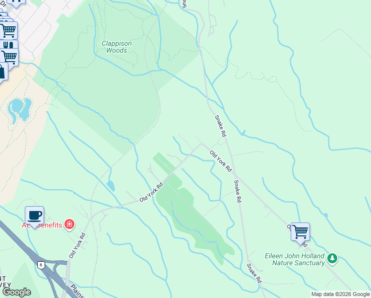 map of restaurants, bars, coffee shops, grocery stores, and more near 521 Old York Road in Burlington