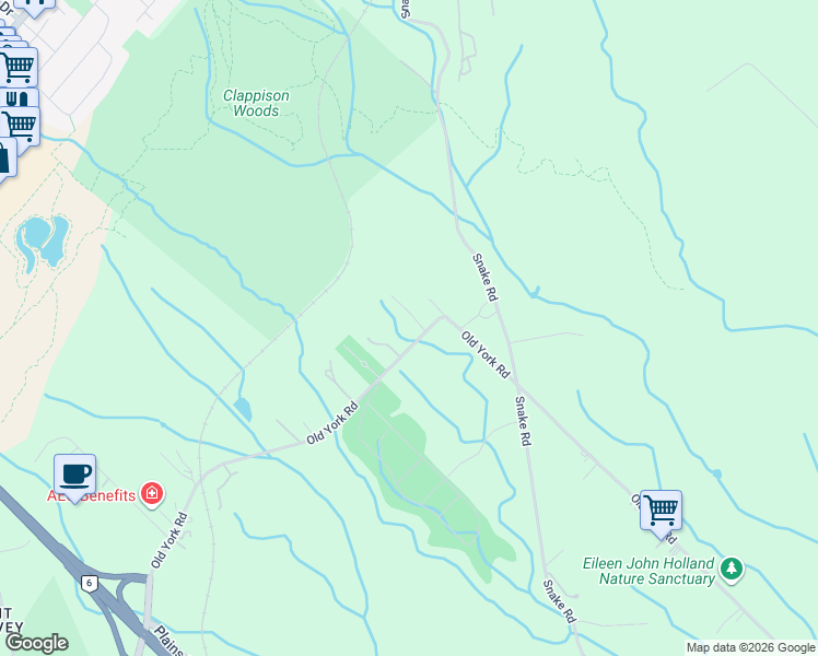 map of restaurants, bars, coffee shops, grocery stores, and more near 521 Old York Road in Burlington