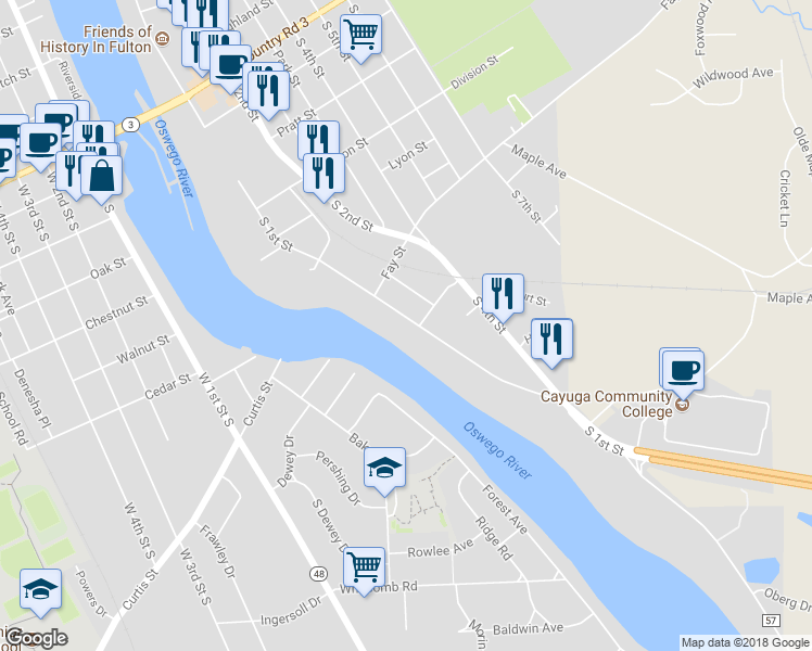map of restaurants, bars, coffee shops, grocery stores, and more near 702 South 1st Street in Fulton